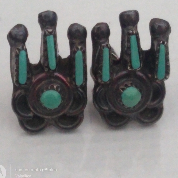 ⏳SALE Native American Silver Turquoise Petit Point - Picture 8 of 8